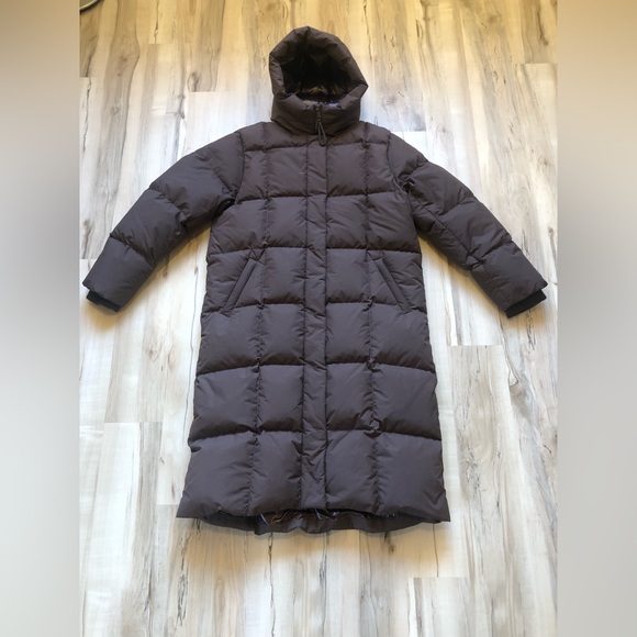 Babaton Jackets & Blazers - Babaton Crown Puffer Jacket M Brown Long Down Parka Hooded 700 Fill Power